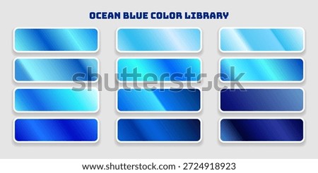Expansive collection of diverse blue gradient swatches, presenting a versatile palette for digital art, graphic design, and web development projects