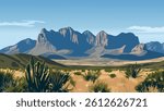 The expansive and dramatic Big Bend skyline, showcasing the towering mountains and the wide, open desert landscape.