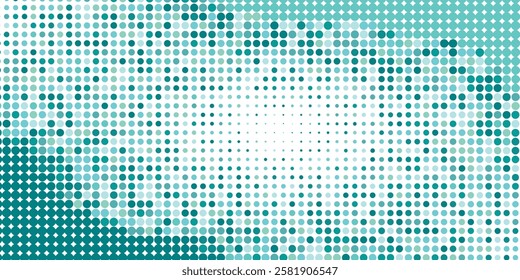 An expansive gradient of blue dots, ranging from deep to light hues, creates a sense of digital depth and dimensionality