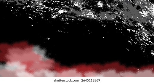 The expansive textured background with rich reds and blacks gives a dramatic and modernist abstract look.