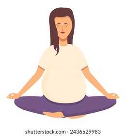 Expectant female care icon cartoon vector. Gym health. Pregnant woman meditation pose