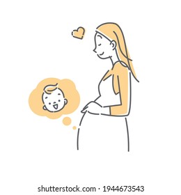 expectant mother and baby, simple line art