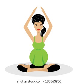 an expectant mother sits in the pose of lotus,vector illustration