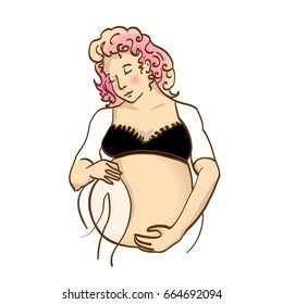 Expectant mother. Vector illustration, isolated on white background.
	
