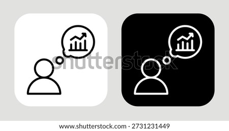 Expectation Bar Icon In Black and White Line Style