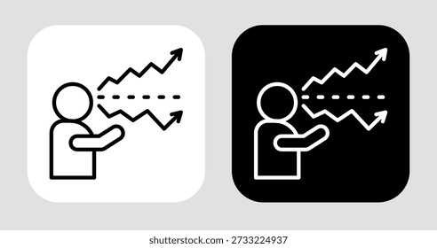 Erwartungslücken-Symbol in schwarz-weißem Linienstil