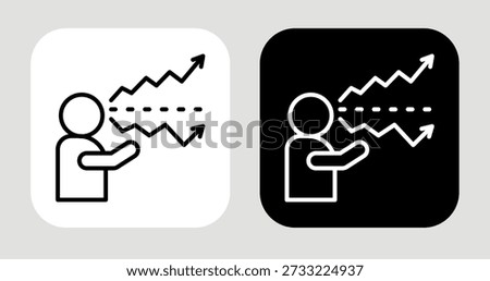 Expectation Gap Icon In Black and White Line Style