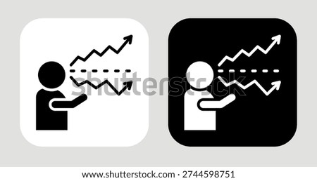 Expectation Gap Icon In Black and White Glyph Style