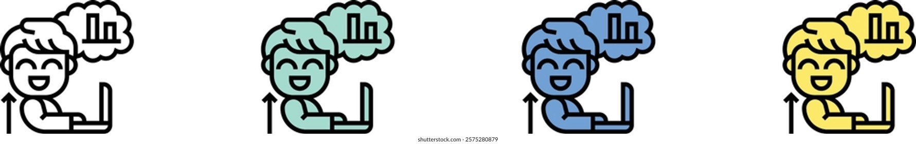 expectation icon. Outline, Green, Blue and Yellow Style Design Isolated On White Background