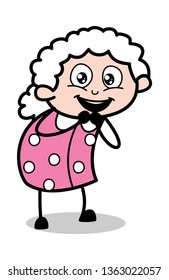 Expectation - Old Cartoon Granny Vector Illustration