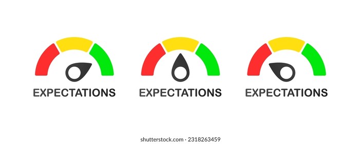 Expectations. Flat, color, Expectations icon, Expectations scale. Vector icons.