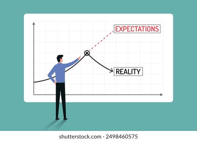 Expectations vs reality concept with business graphs 