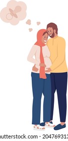 Expecting baby semi flat color vector characters. Standing figures. Full body people on white. Family members isolated modern cartoon style illustration for graphic design and animation
