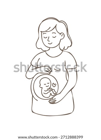 expecting mother observing unborn child inside womb