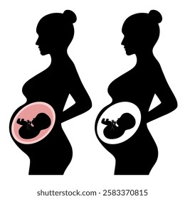 Expecting Mothers Showcasing Different Pregnancy Milestones in Silhouette Form