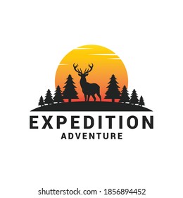 Expedition adventure wild deer logo icon vector template.