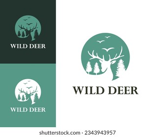 Expedition adventure wild deer logo design vector inspiration