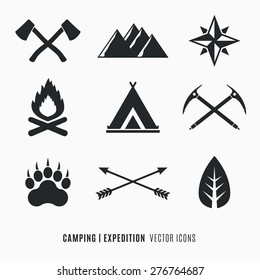 Expedition, Camping, Wilderness Symbols Set