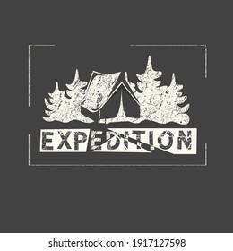 Expedition. Grunge vintage phrase. Typography, t-shirt graphics, print, poster, banner, slogan, flyer, postcard.