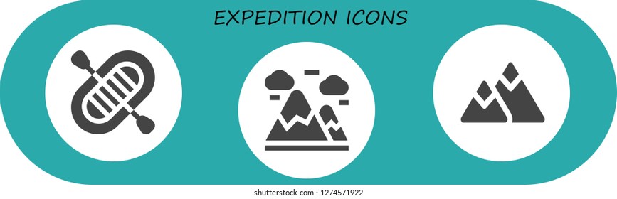  expedition icon set. 3 filled expedition icons. Simple modern icons about  - Rafting, Mountains, Mountain