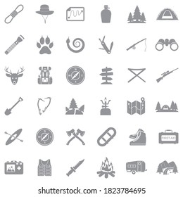 Expedition Icons. Gray Flat Design. Vector Illustration.