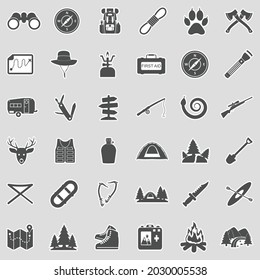 Expedition Icons. Sticker Design. Vector Illustration.