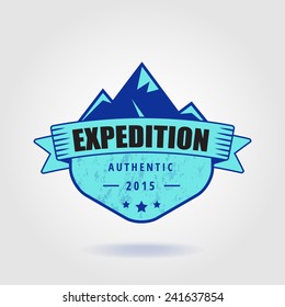 Expedition label with ribbons