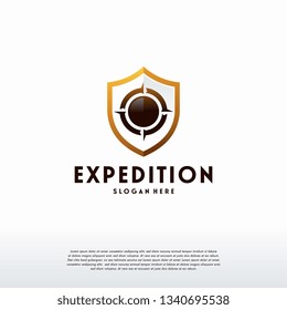 Expedition Logo designs concept vector, Compass and Shield logo template