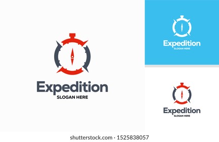 Expedition logo designs template, Compass and Stopwatch logo designs template, logo symbol, icon, template