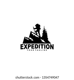 expedition outdoor hiking adventure vector logo design