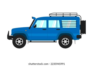 Expedition SUV icon. Off-road vehicle. Expedition, travel, adventure. Color silhouette. Side view. Vector simple flat graphic illustration. Isolated object on a white background. Isolate.