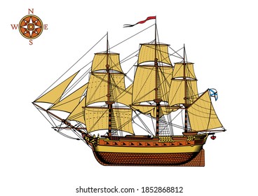 Expeditionary Russian clipper of the 19th century