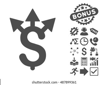 Expences icon with bonus icon set. Vector illustration style is flat iconic symbols, gray color, white background.