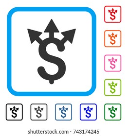 Expences icon. Flat grey iconic symbol in a light blue rounded frame. Black, gray, green, blue, red, orange color versions of Expences vector. Designed for web and application user interface.