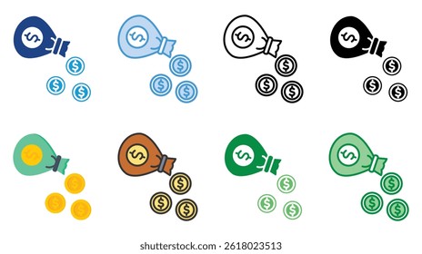 Expenditure icon set multiple style collection. 
