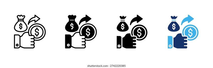 Expenditure icon sheet multiple style collection