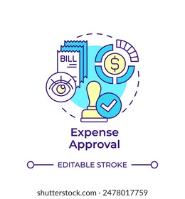 Expense approval multi color concept icon. Budget planning, company funds. Regulatory compliance. Round shape line illustration. Abstract idea. Graphic design. Easy to use in infographic, presentation