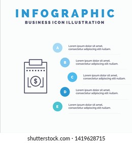 Expense, Business, Dollar, Money Line icon with 5 steps presentation infographics Background