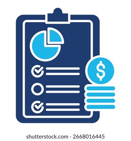 Expense Icon In Blue Monochrome Flat Design, Vector Illustration