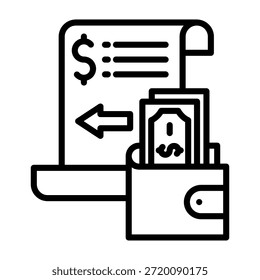 Ilustração do Vetor de Design da Linha do Ícone de Despesa