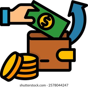 Expense Icon Lineal Color Vector Illustration