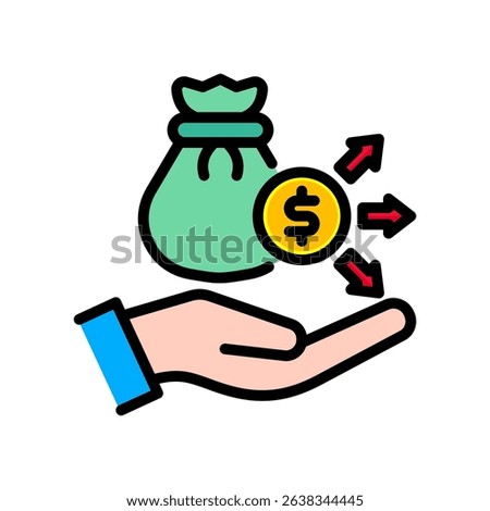 Expense Icon Lineal Color Vector Illustration