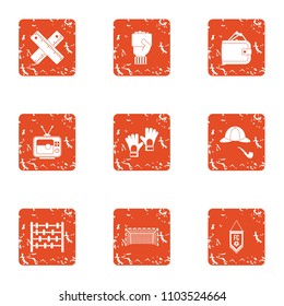 Expense icons set. Grunge set of 9 expense vector icons for web isolated on white background