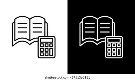 Diseño de conjunto de iconos blancos de contorno de libro mayor de gastos