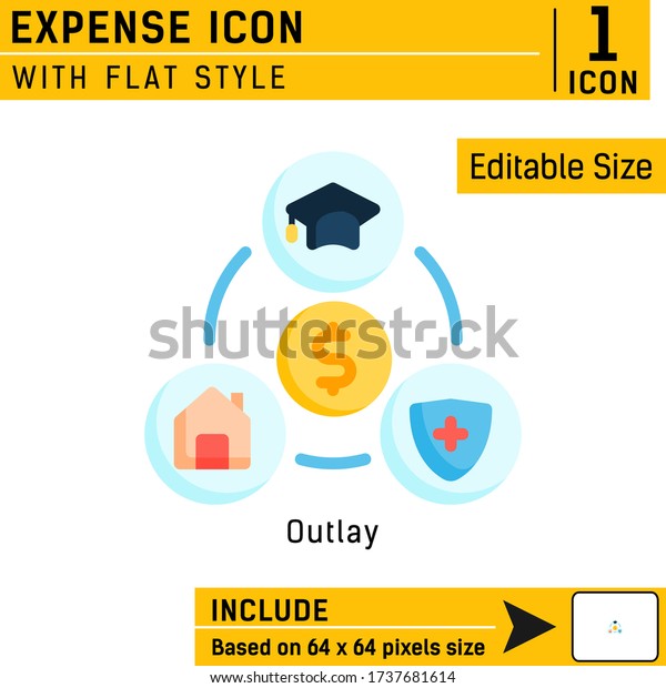 expense premium icon with flat style isolated
on white background. Vector illustration outlay concept design
template for graphic, web design, mobile app, logo, UI, UX, project
and businessman