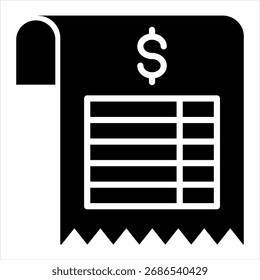 Expense Report Glyph Single Icon Illustration