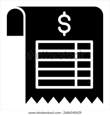 Expense Report Glyph Single Icon Illustration