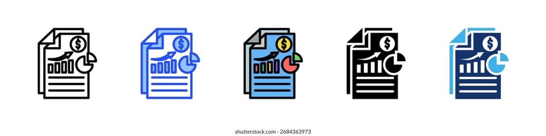 Coleção De Ícones Do Relatório De Despesas Com Vários Estilos