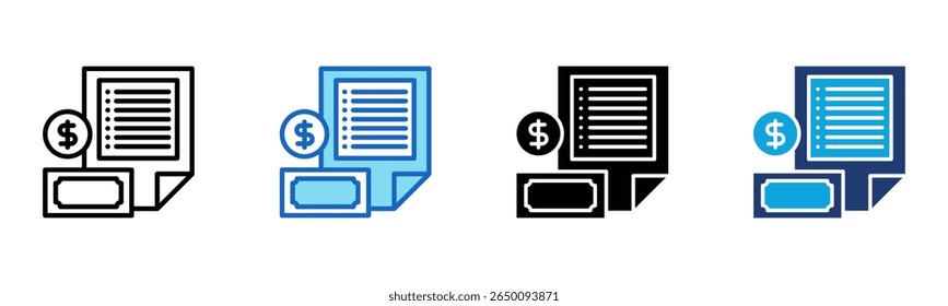 Expense Report icon Multi Style Vector Illustration