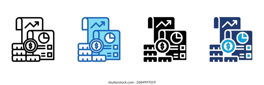 Expense Report icon Multi Style Vector Illustration